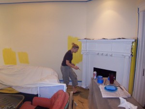 Bossy color painting her living room Bossy color painting her living room