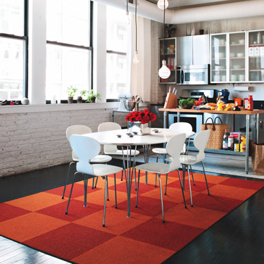 FLOR tiles in dining area