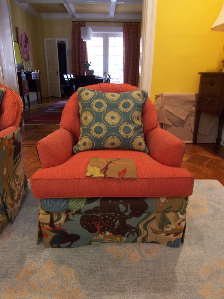 Orange and Schumacher chair