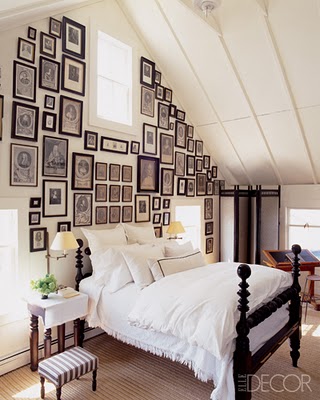 Black and white art wall, Elle Decor