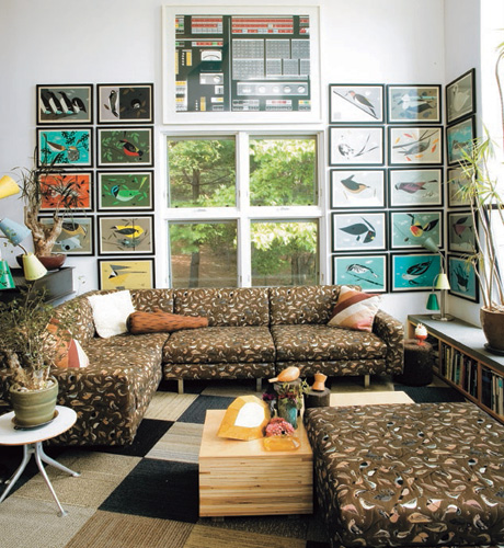 Art wall hung in rows