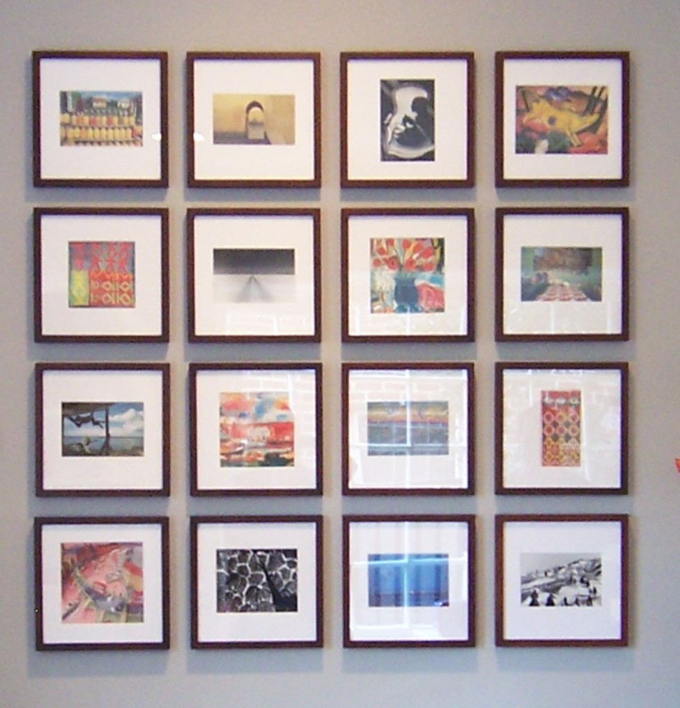 Art hung in a grid Art hung in a grid