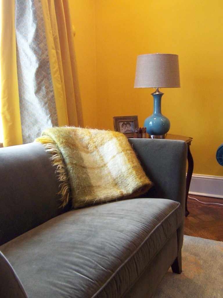 Plaid mohair throw