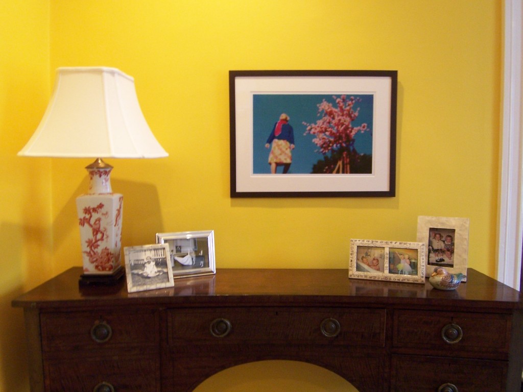 Photograph in yellow living room