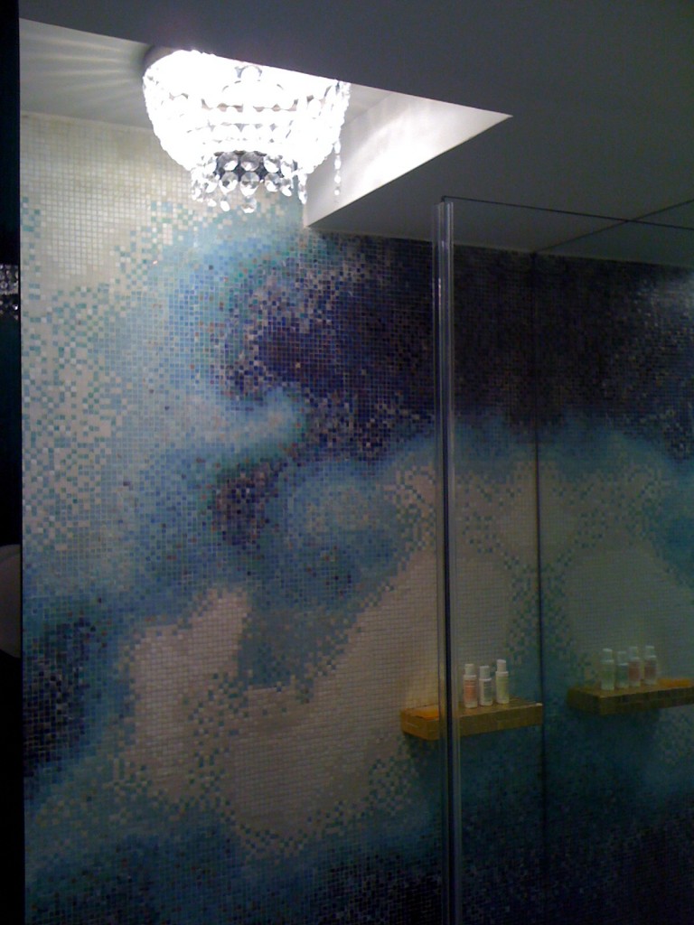 Mondrian chandelier in shower