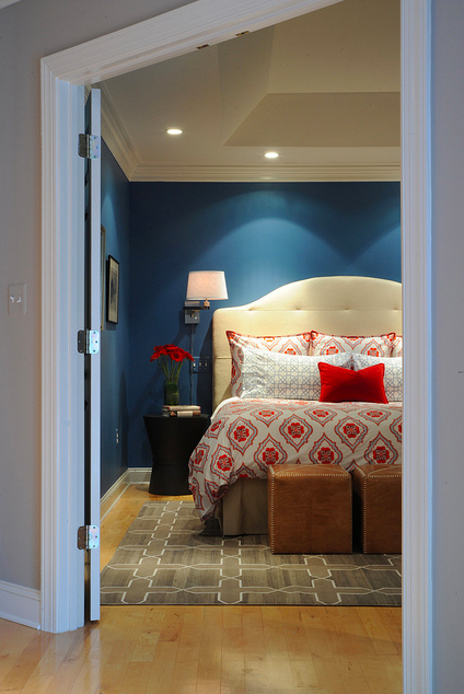 Red white and blue bedroom 