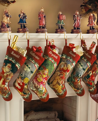 Fancy Sferra needlepoint Christmas stockings