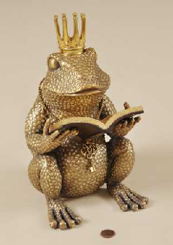 Frog reading a book statuette accessory
