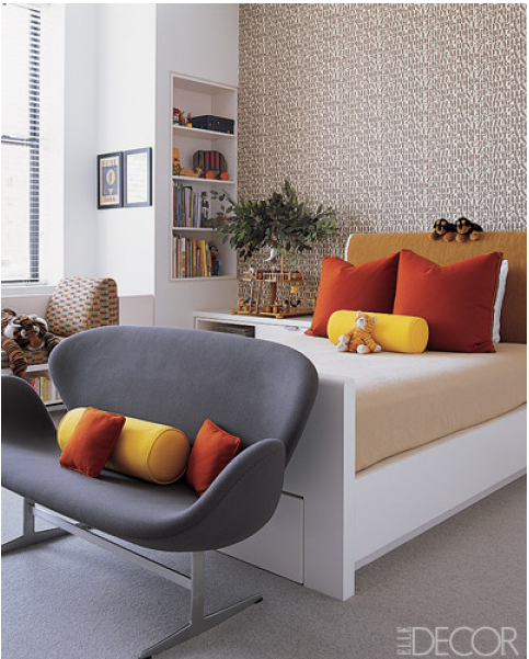 Wallpaper accent wall in child's bedroom