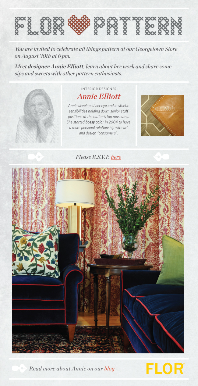 Promotional poster for Annie Elliott and FLOR Georgetown showroom