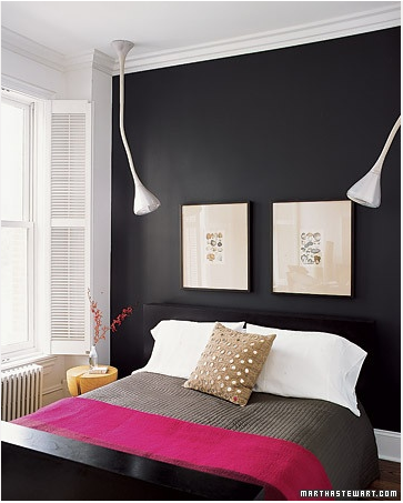 Black accent wall in bedroom