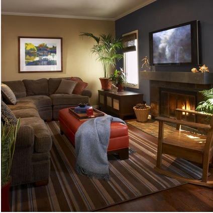 Green accent wall with khaki