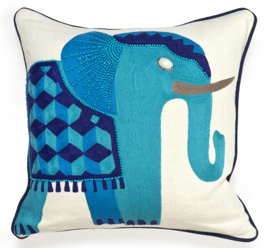 Jonathan Adler's Jaipur Elephant blue accent pillow