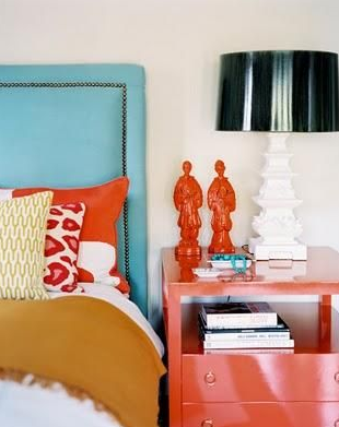 Coral and Robin's egg blue bedroom