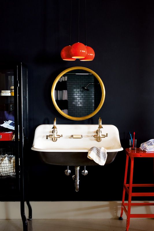 Moody black bathroom