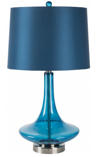 Blue glass lamp with blue shade
