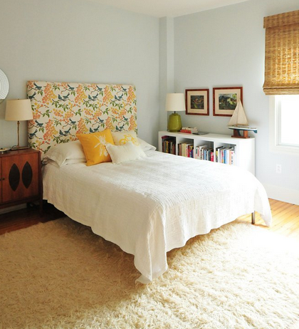 Galbraith & Paul headboard with Flokati rug
