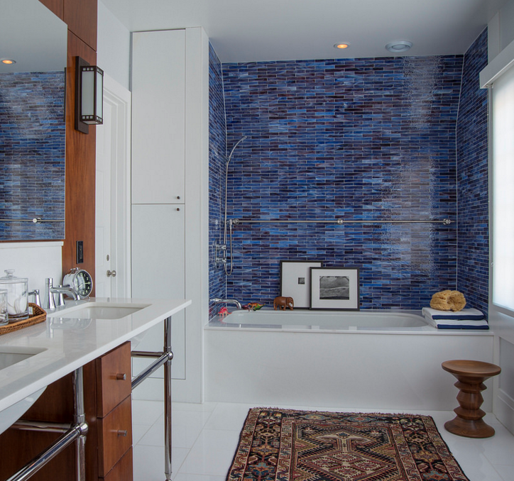 Blue tile bathroom