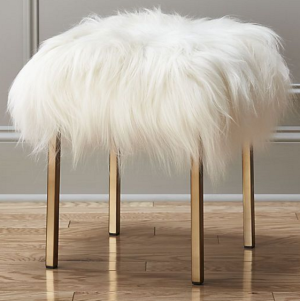 Fur and brass stool