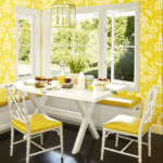 Bright yellow eating nook for Washington, DC interior designer