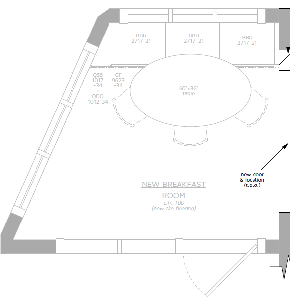 Floor plan for high-end kitchen renovation by Washington DC interior designer Annie Elliott