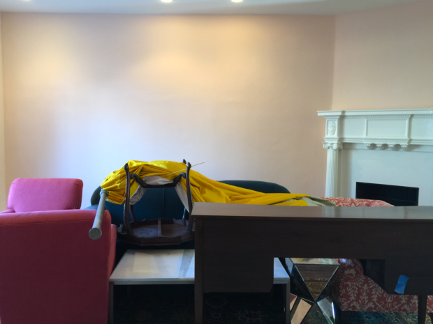 Light pink walls in a living room