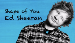 Blue screen shot of Shape of You by Ed Sheeran