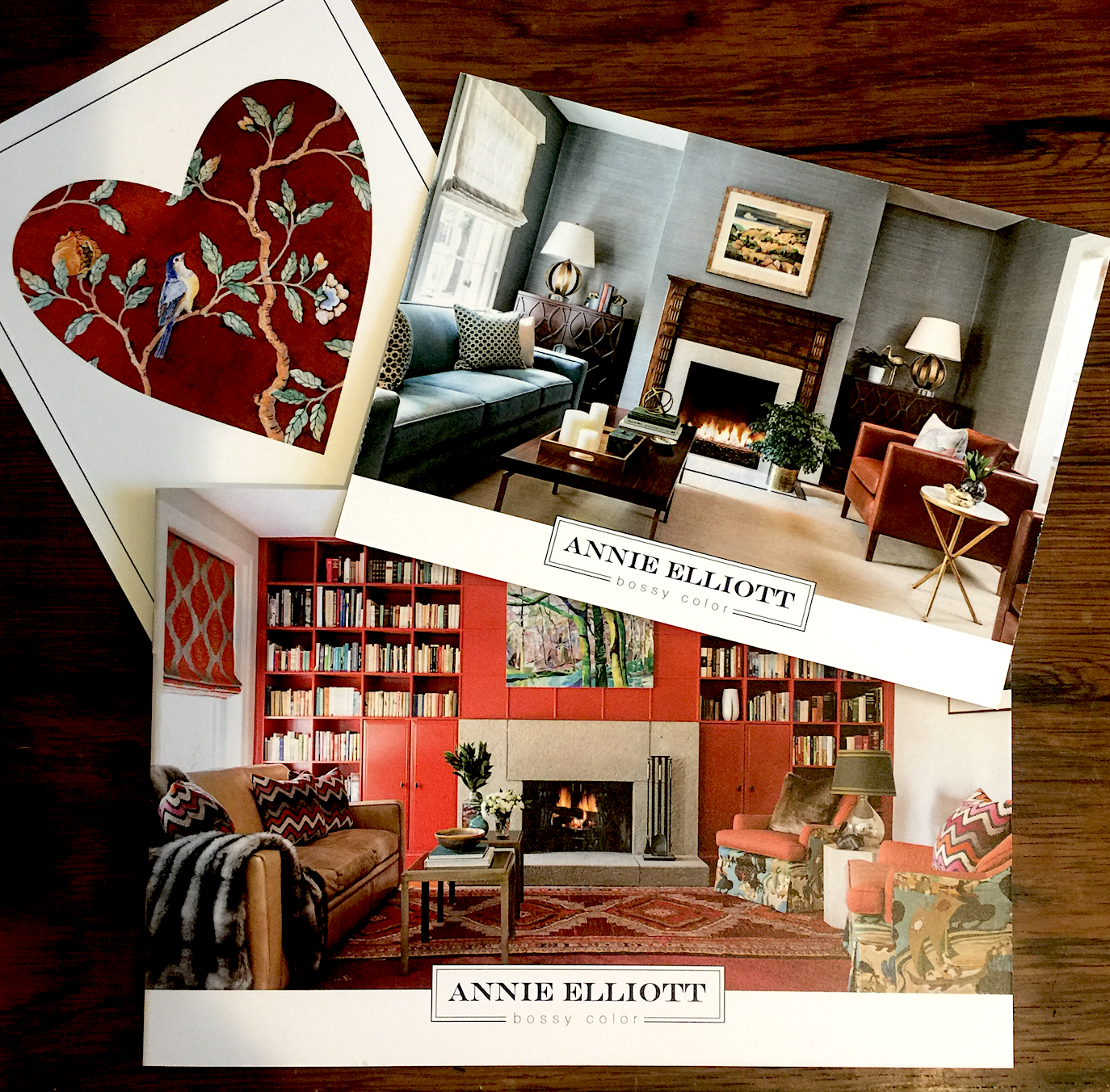 Annie Elliott bossy color brochure and postcards