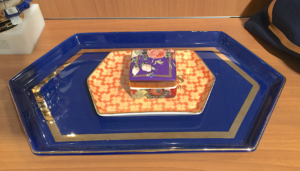 Modern royal blue ceramic tray