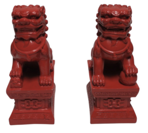 Red Chinese Foo Dog statuettes