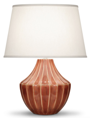 The Julian ceramic table lamp with brick pink base