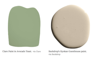 Green and beige paint color samples