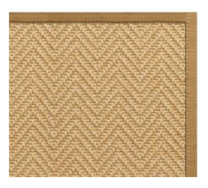Neutral wool herringbone rug with border