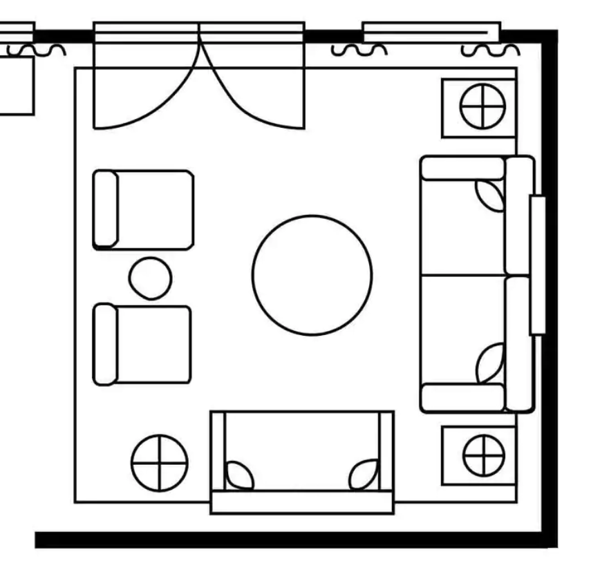 Floor furniture plan for a living room
