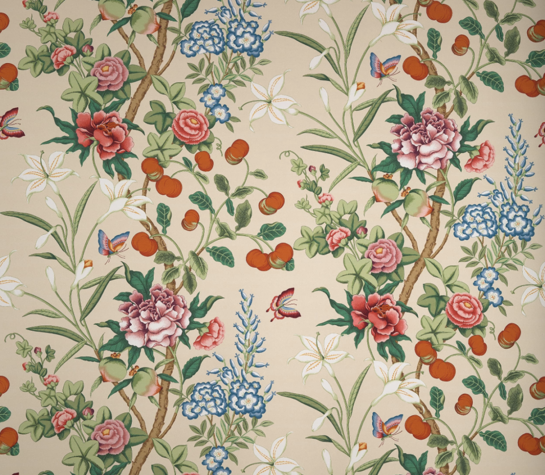 Floral fabric Melbourne Hall by Cowtan & Tout for designers' show house in McLean VA