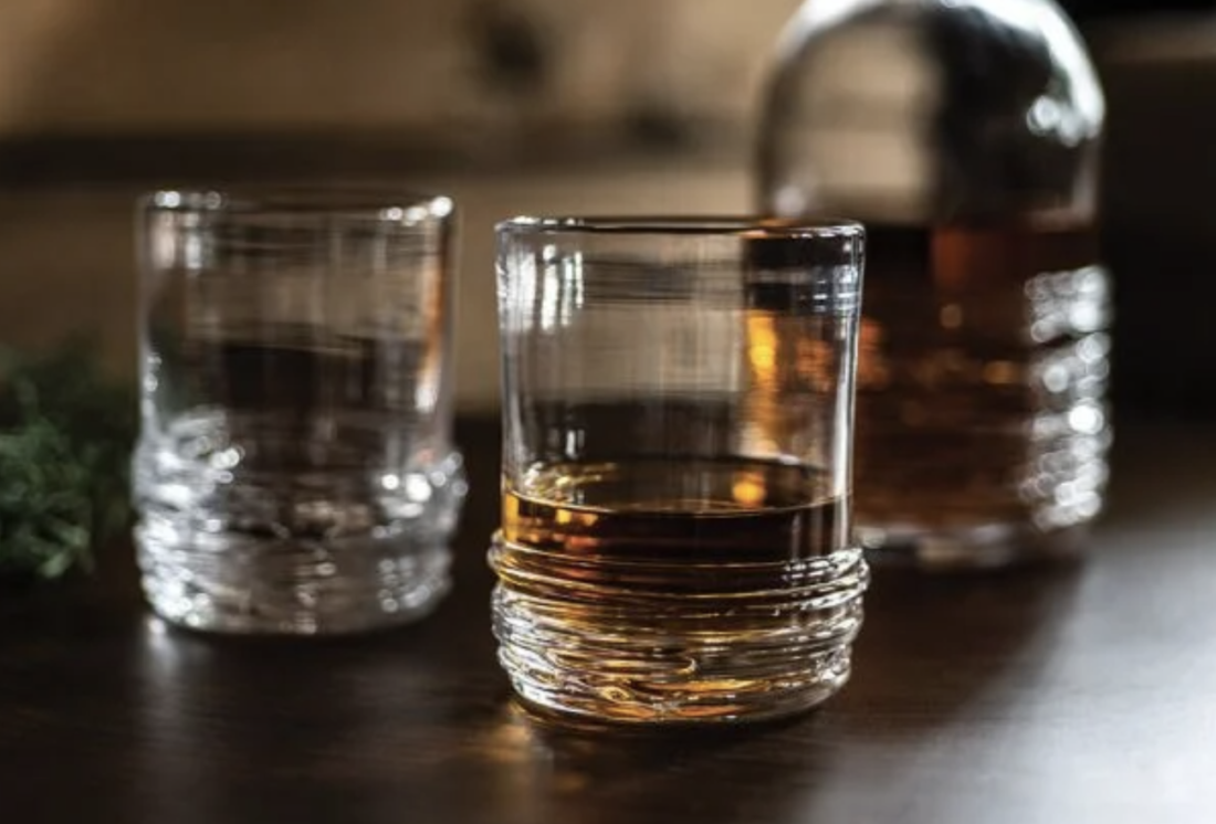 Crystal glass with whiskey