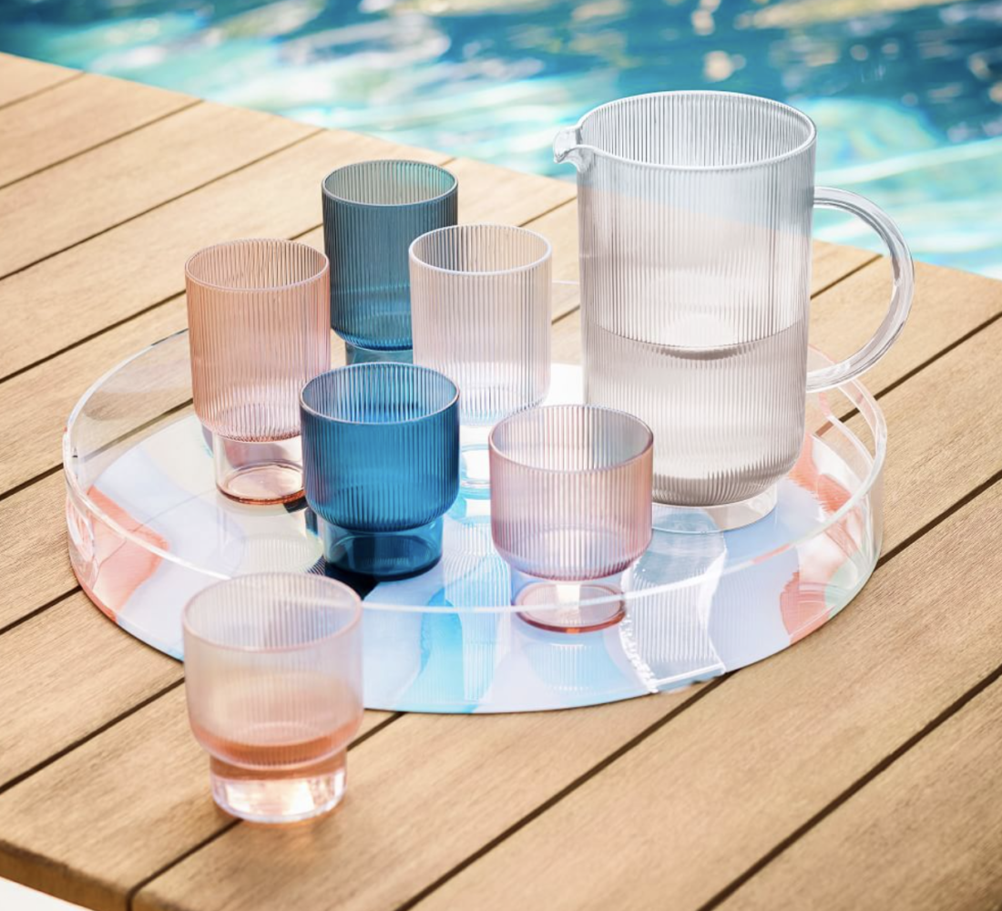 Light pink plastic glassware