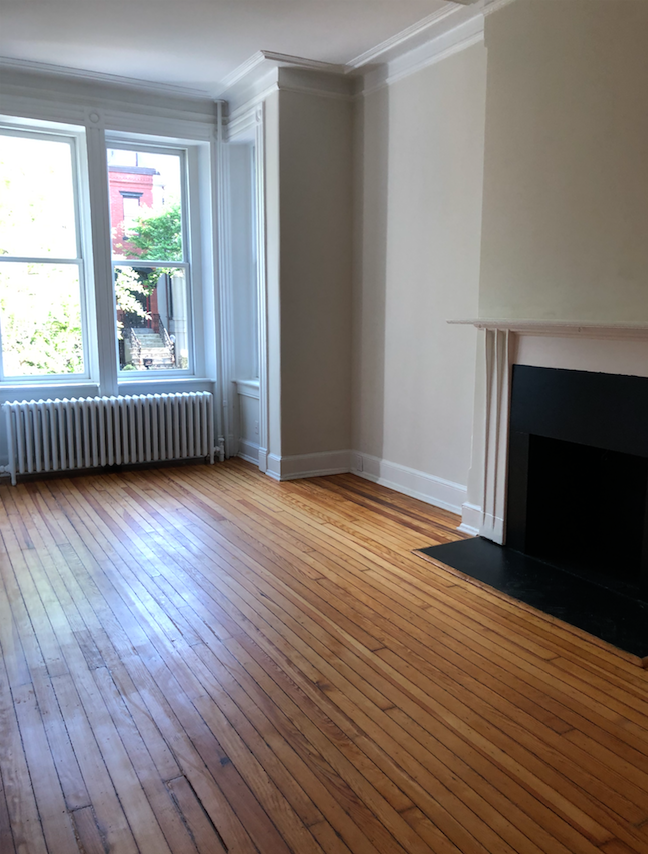Long skinny empty living room