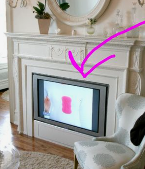 TV in a fireplace