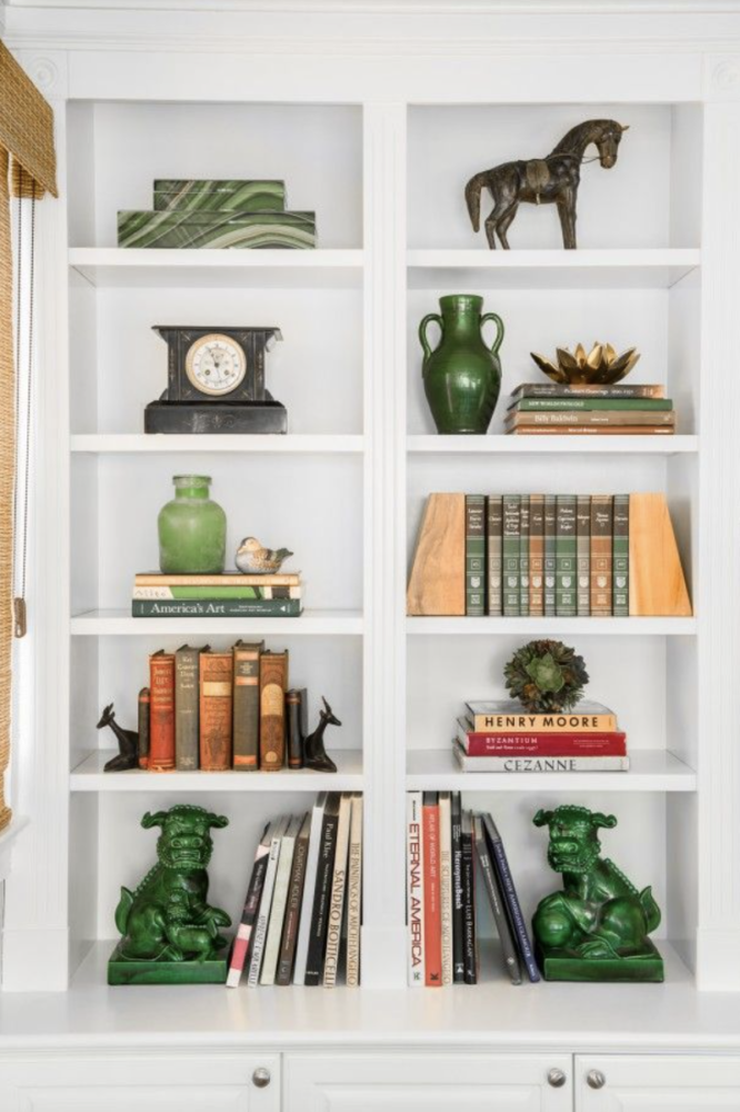 Bookcase with green accessories