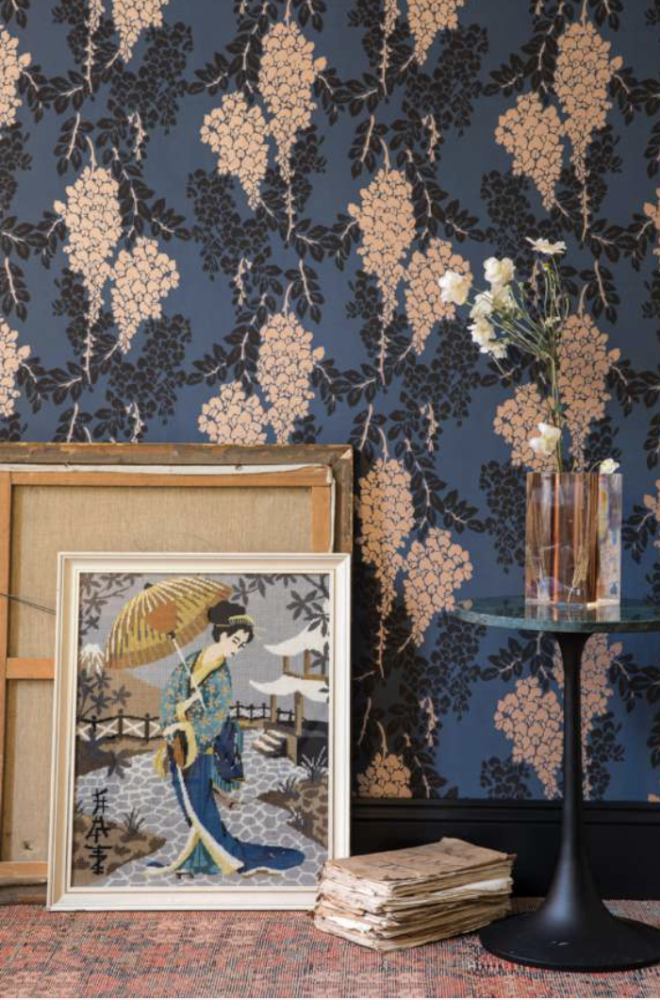 Farrow & Ball Wisteria wallpaper blue and pink