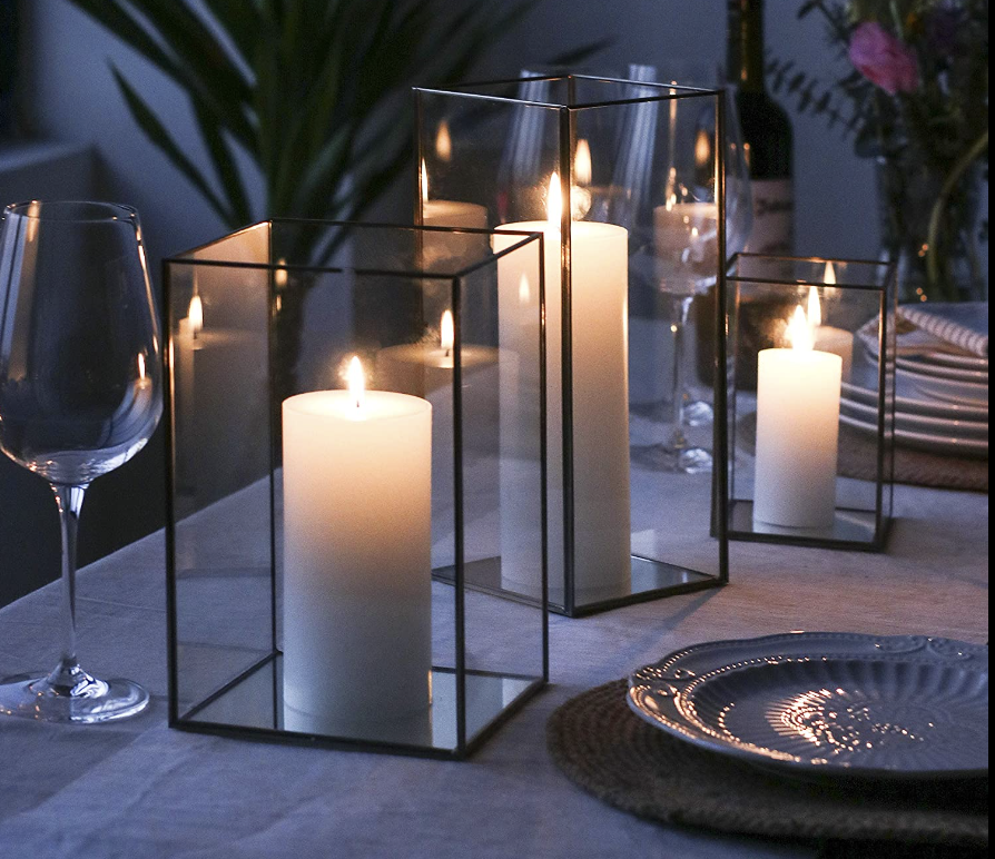 Square hurricane candle holders
