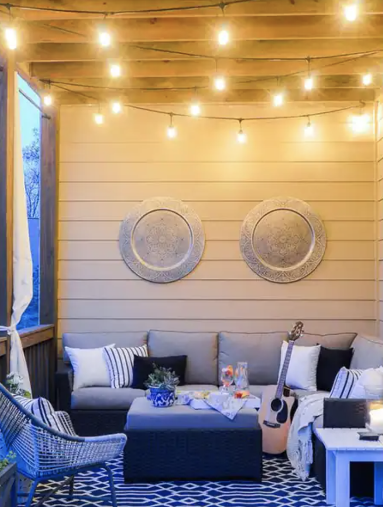String lights on a porch