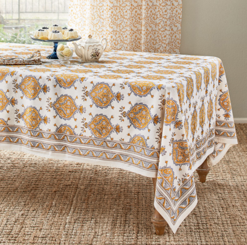 Indian-print tablecloth