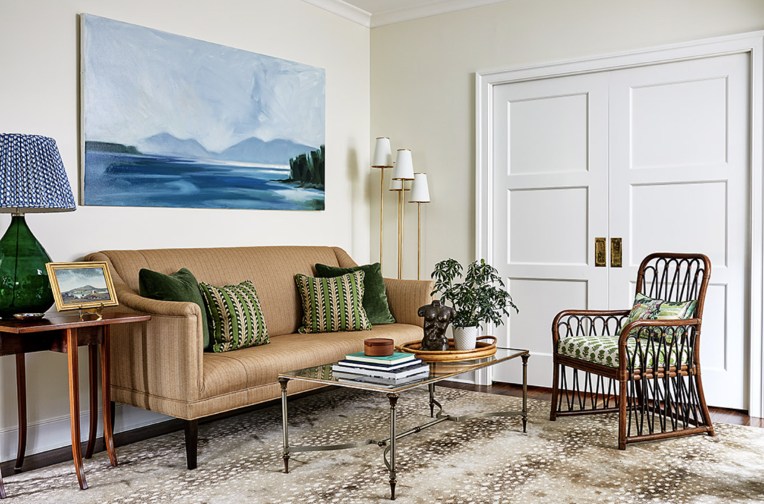 Living room with leggy sofa