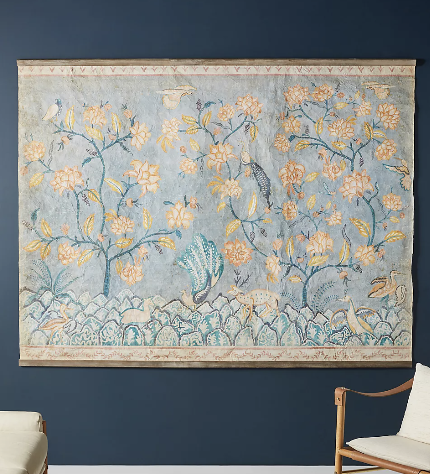 Blue floral tapestry