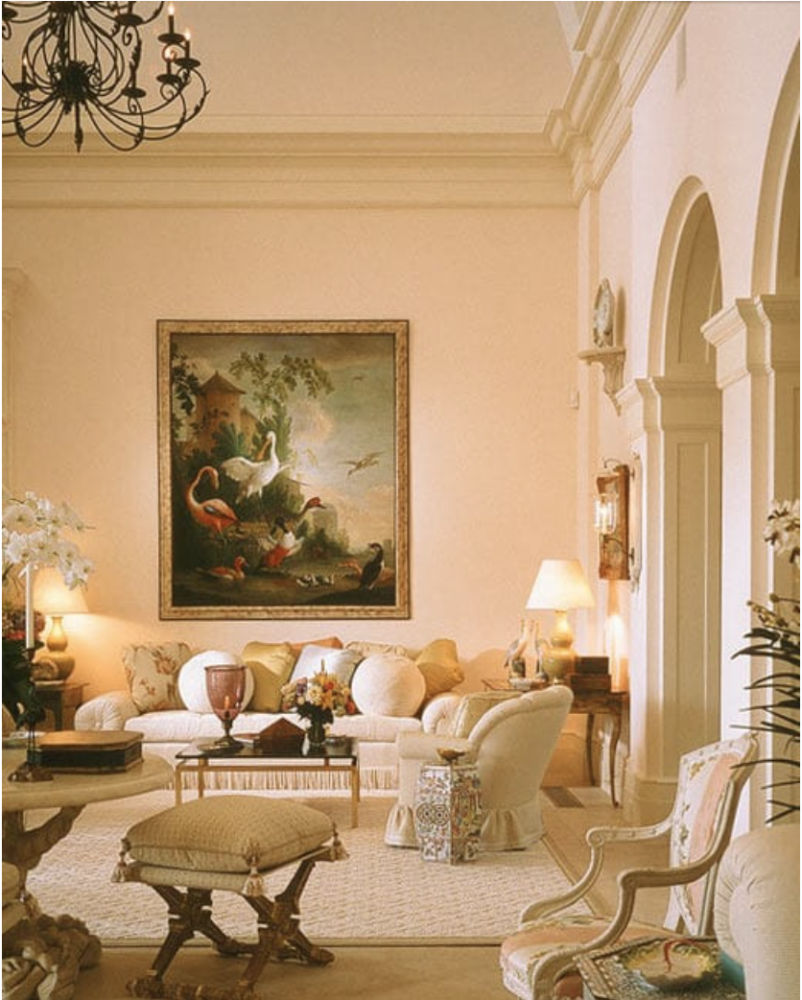 Grand room with light pink walls