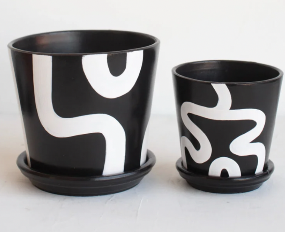 Black and white indoor planters