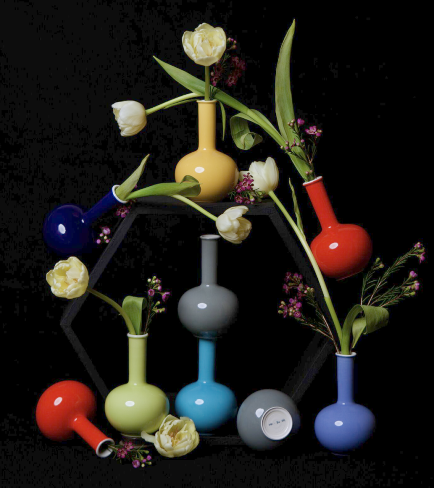 Colorful tiny vases for flowers