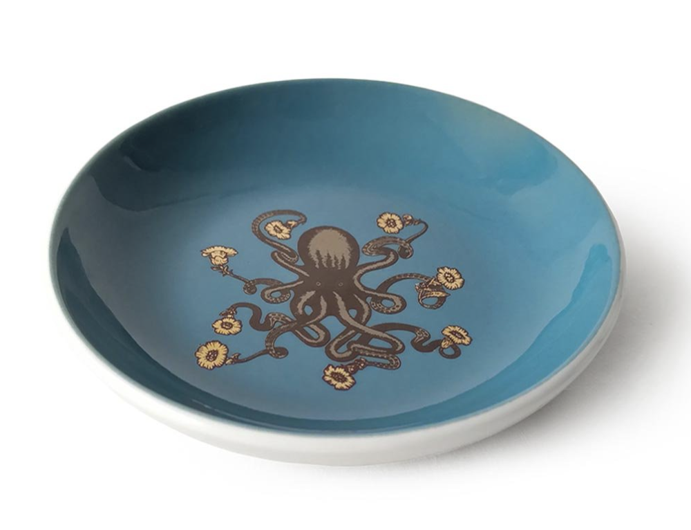 Small dish with an octopus on it